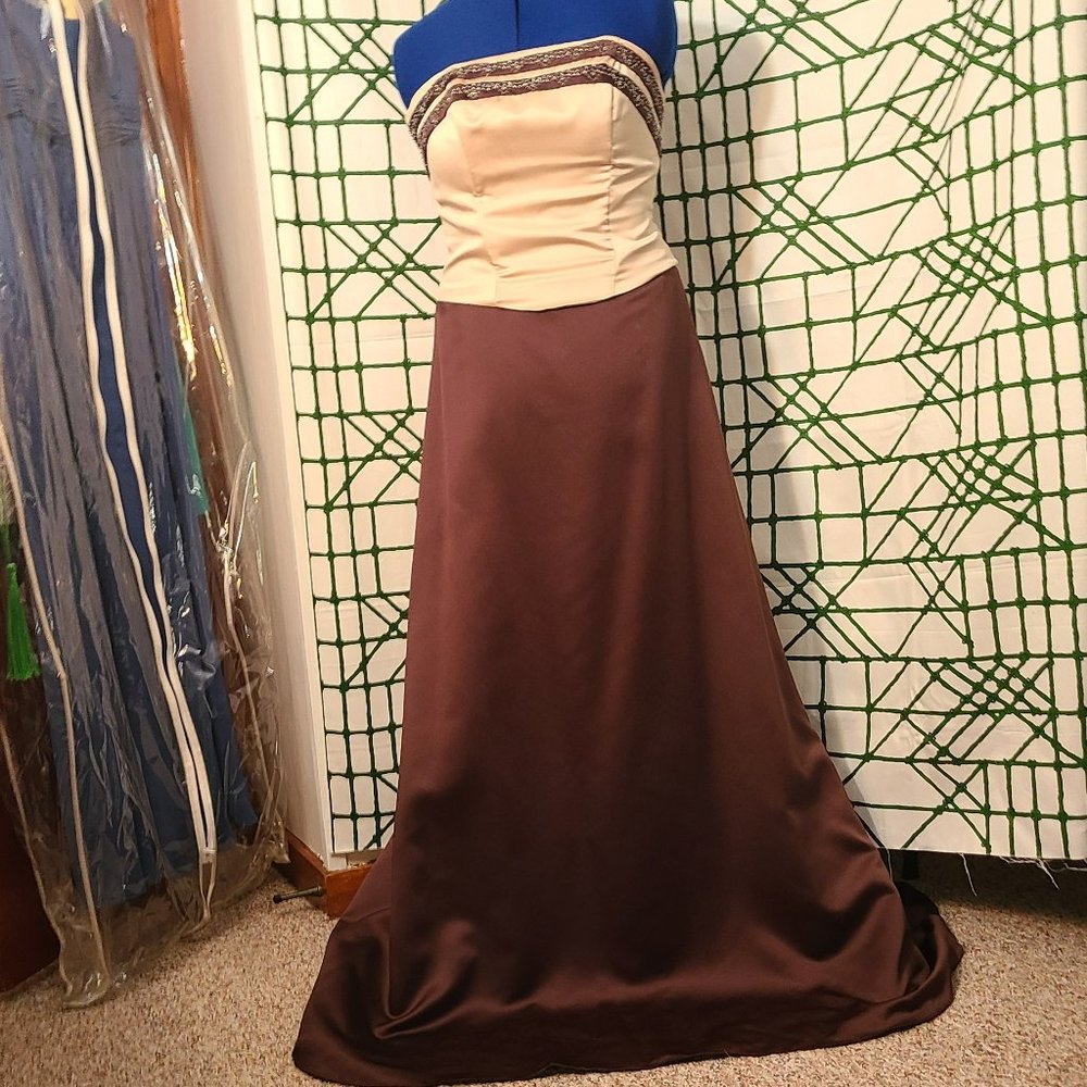 Chocolate & Champaign dress with extra length - Accepting ALL reasonable offers!